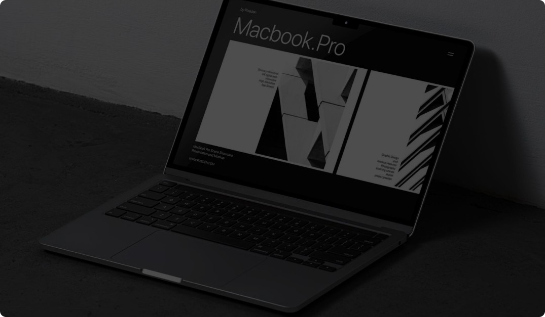 Dark laptop website mockup